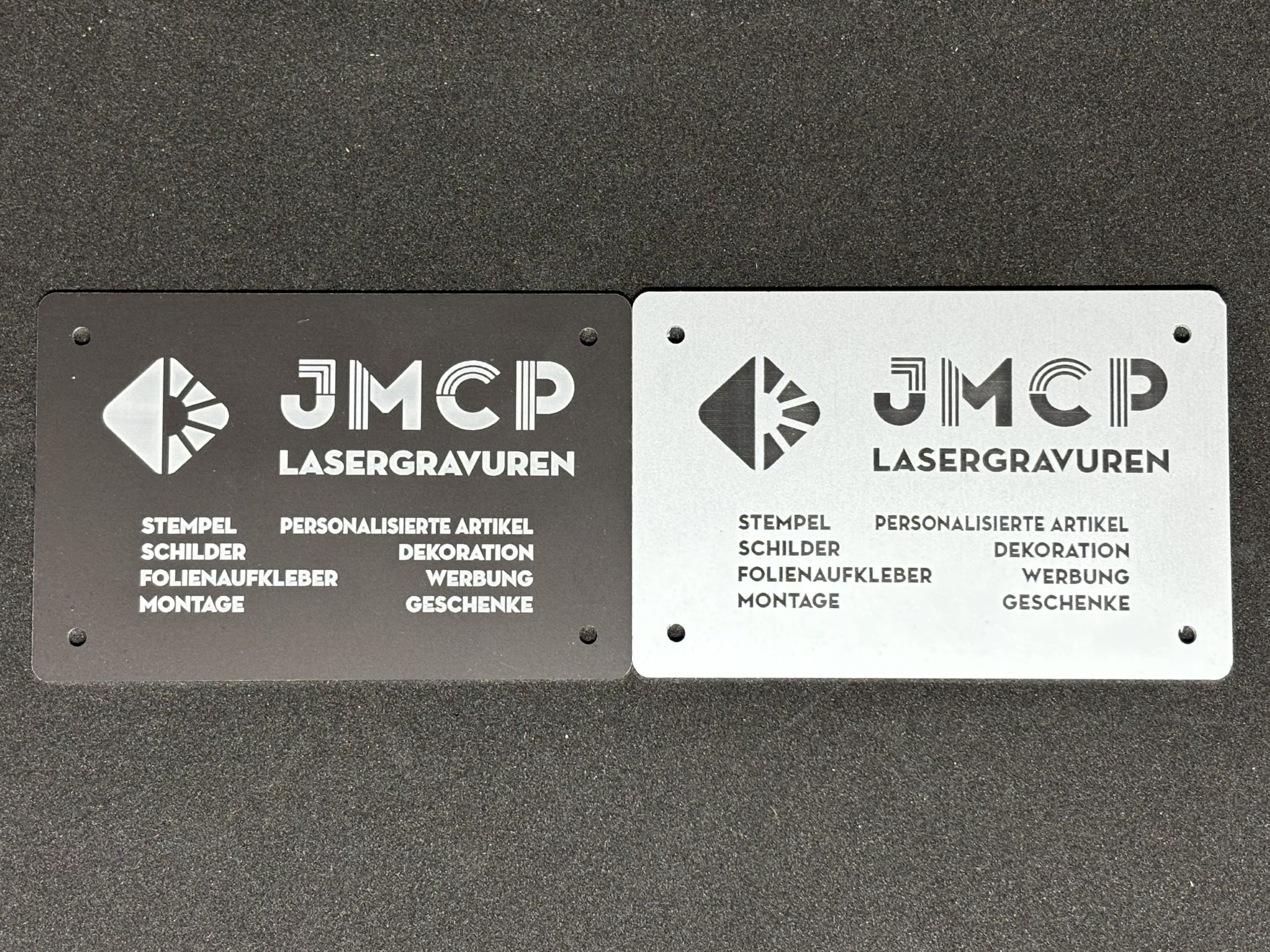 JMCP Lasergravuren: Stempel, Schilder, Folienaufkleber, personalisierte Artikel, Dekoration, Werbung, Geschenke.